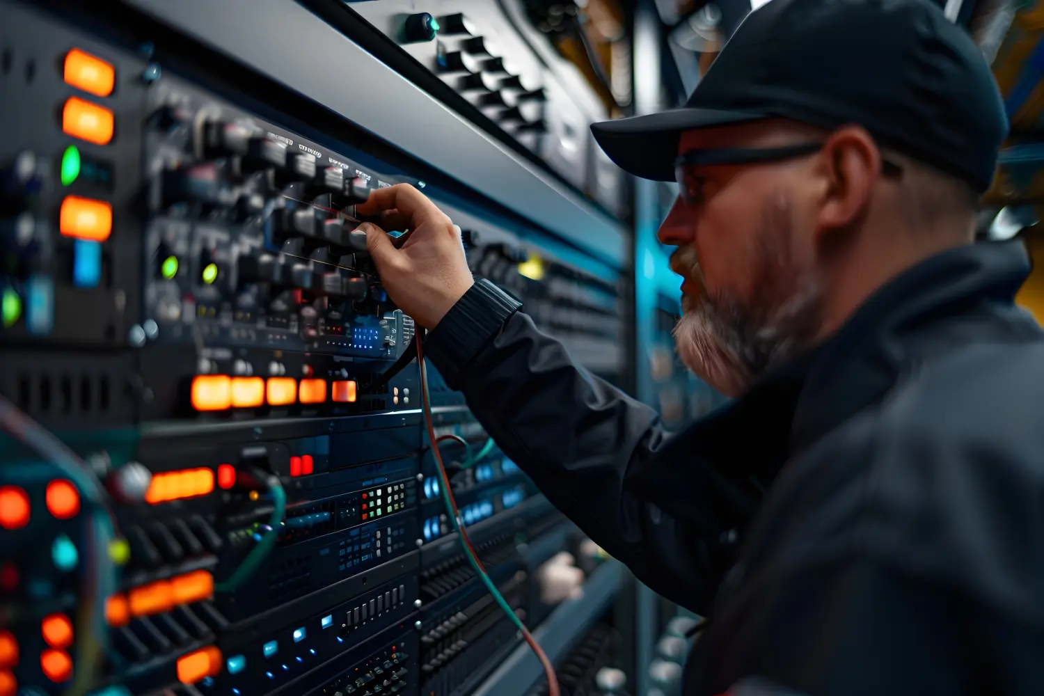 IT-Spezialist konfiguriert Netzwerksicherheitseinstellungen für den Cloud-Zugriff auf einem Bedienfeld.